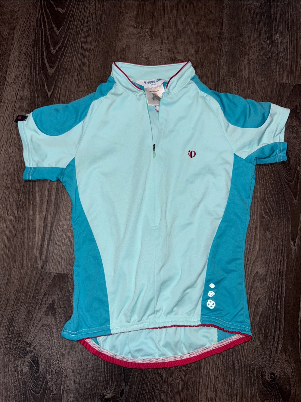Pearl Izumi Light Blue & Teal Short Sleeve Cycling Top sz small